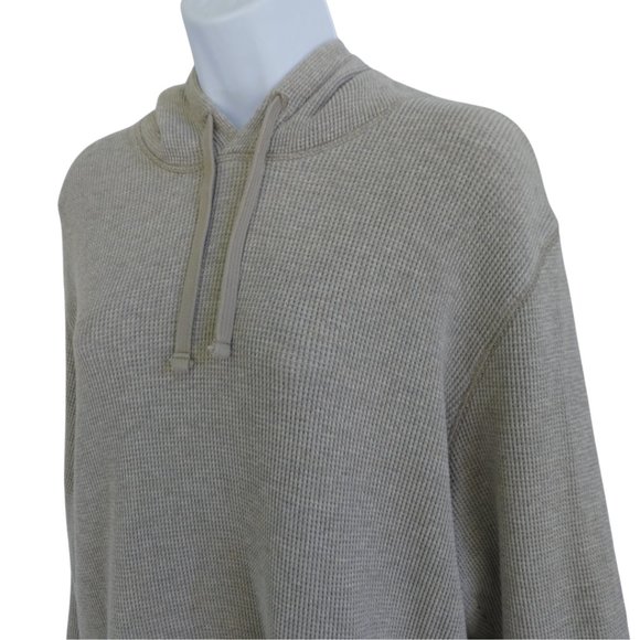 Everlane Organic Cotton Thermal Hoodie Sweatshirt Drawstring Ecru Oatmeal M - Picture 4 of 6
